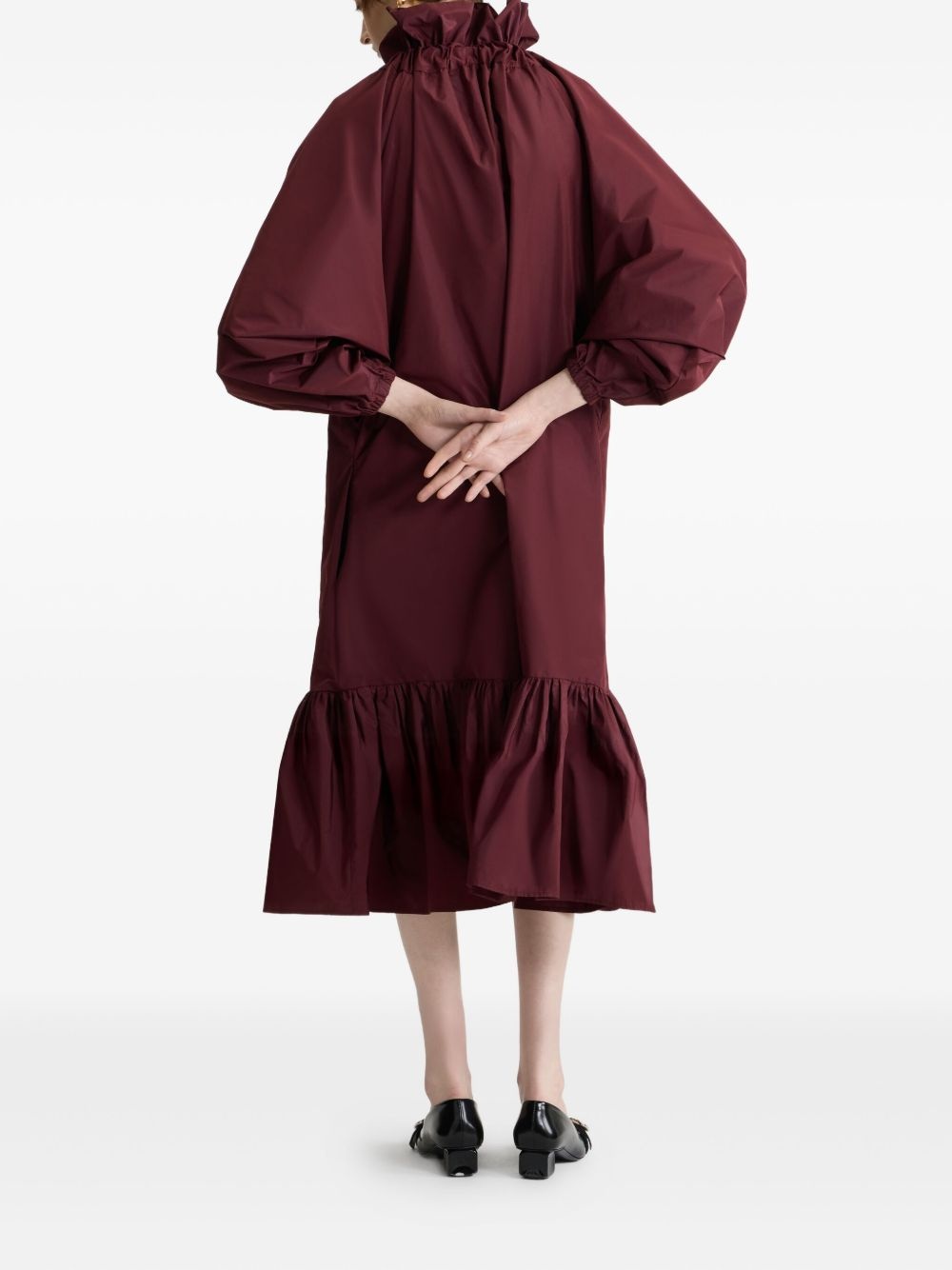 bow-detail ruffle-hem dress - 3