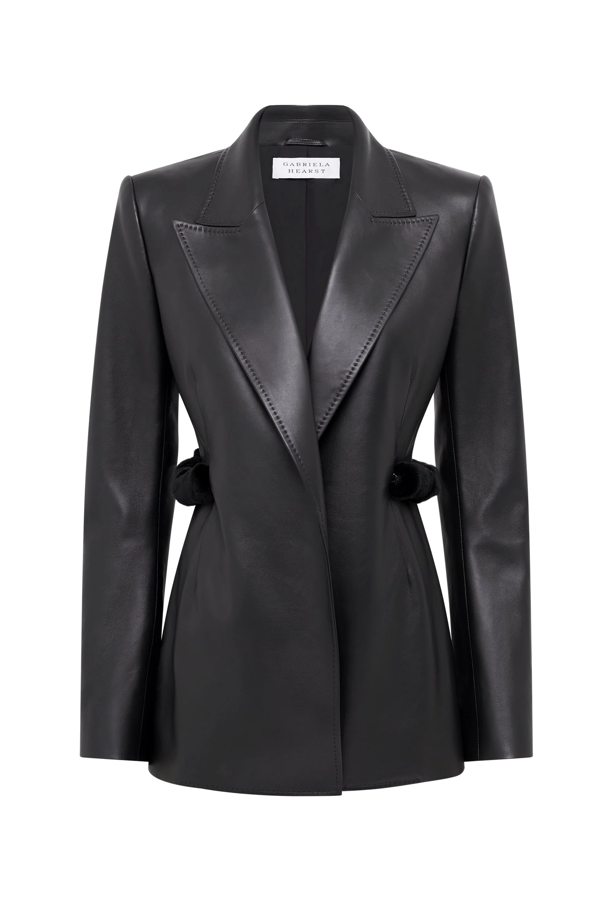 Epona Chain Blazer in Black Soft Leather with Recycled Fur - 1