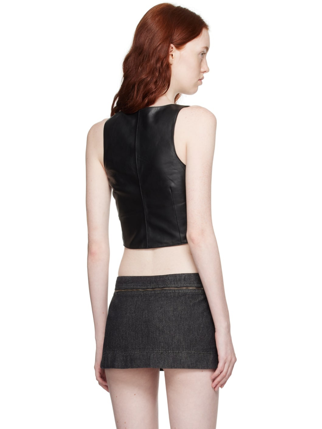 Black Zola Leather Tank Top - 3