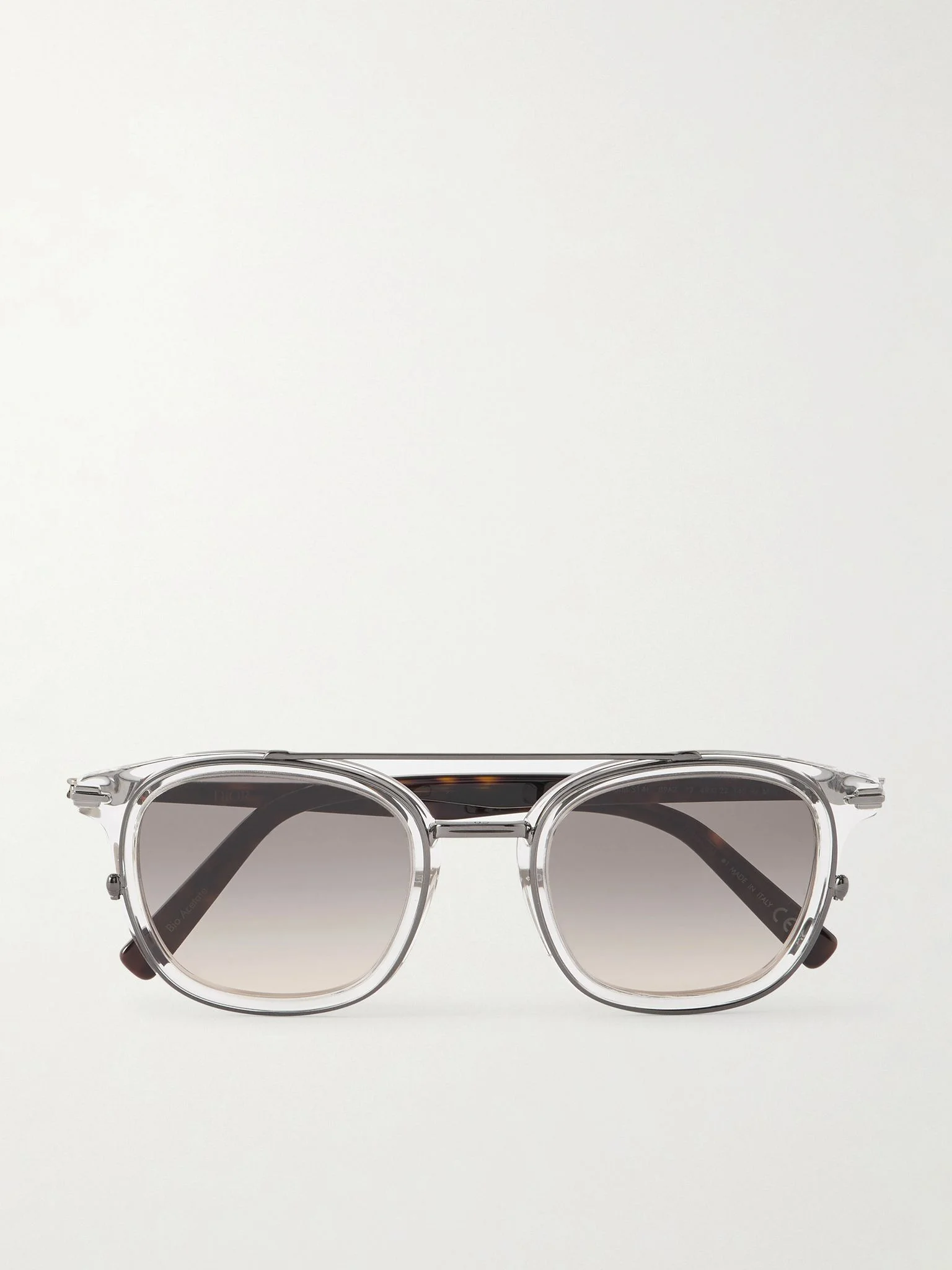 DiorBlackSuit S14l Square-Frame Acetate and Silver-Tone Sunglasses Clear - 1