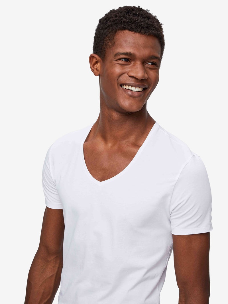 Men's Underwear V-Neck T-Shirt Jack Pima Cotton Stretch White - 2