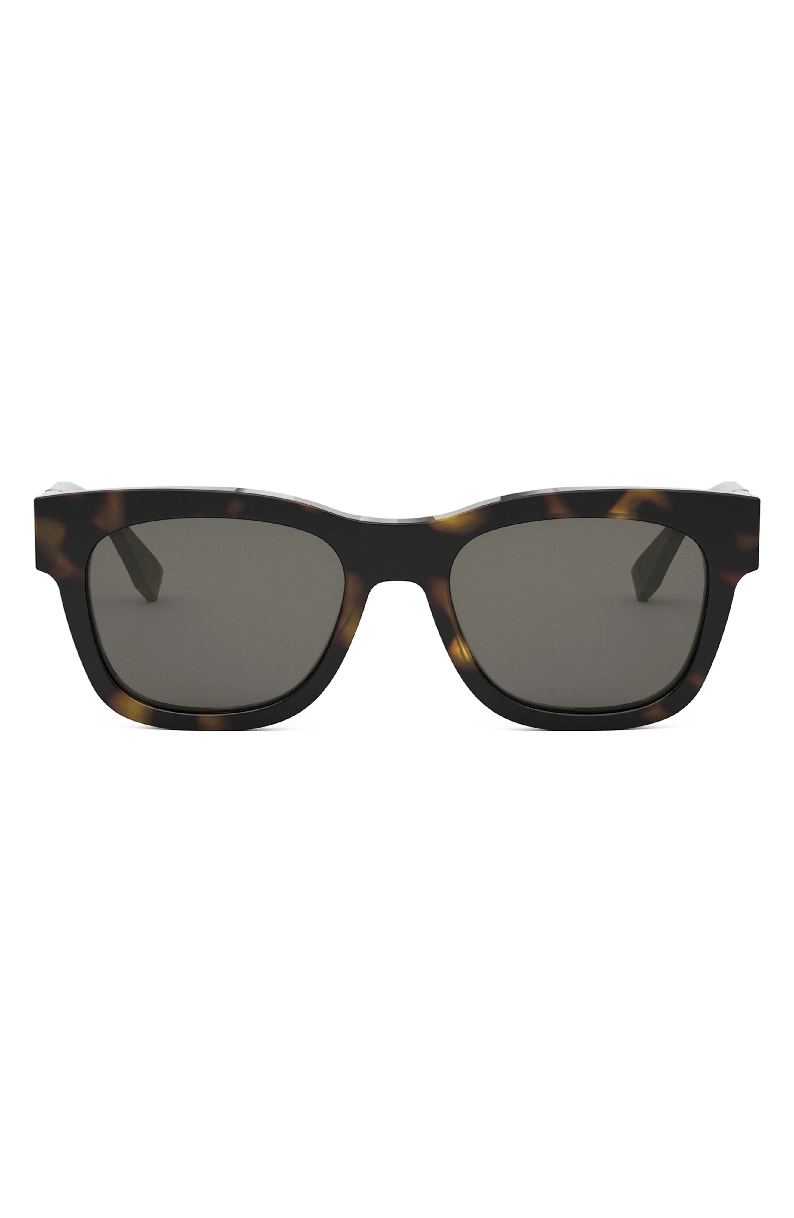 'Fendi Diagonal 51mm Square Sunglasses in Dark Havana /Smoke - 1