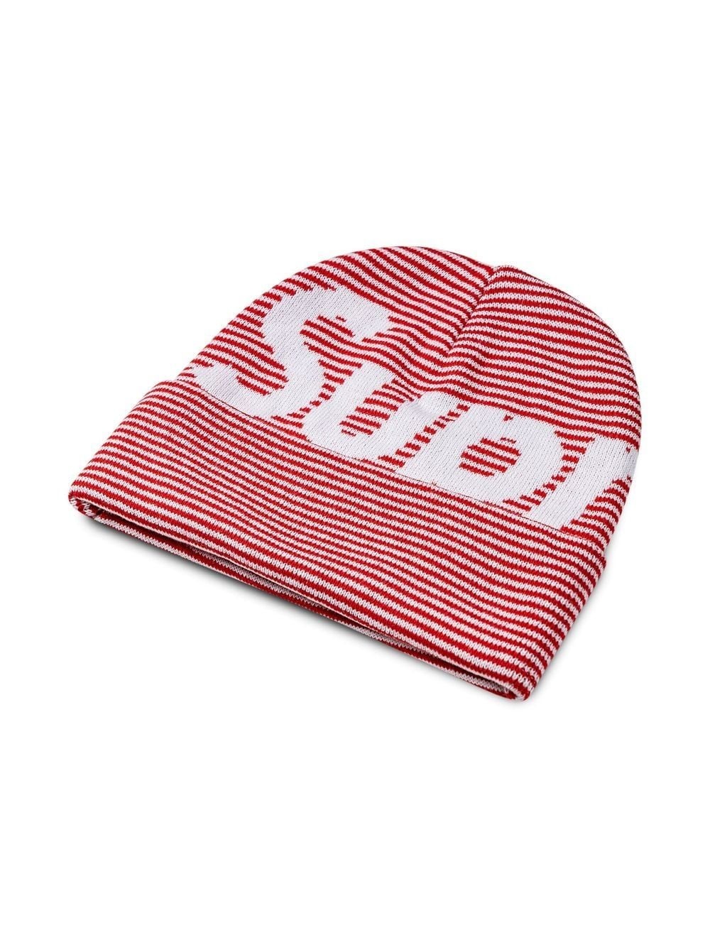 striped big logo beanie - 3