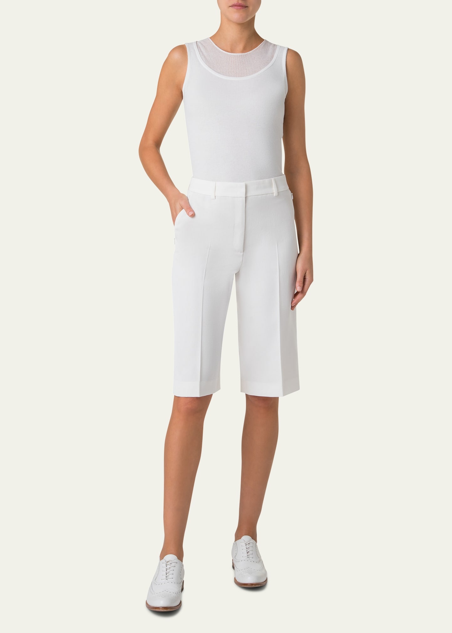 Fiora City Silk Viscose Shantung Bermuda Shorts - 2