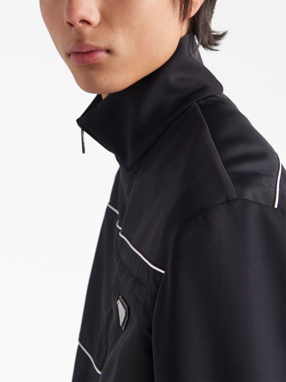 nylon-panel zip-up jacket - 4
