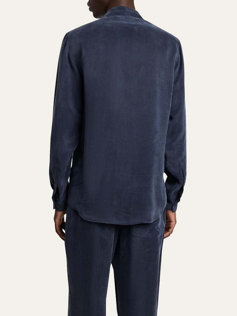 Dries Van Noten Men's Washed Cupro Point Collar Button-Down Shirt outlook