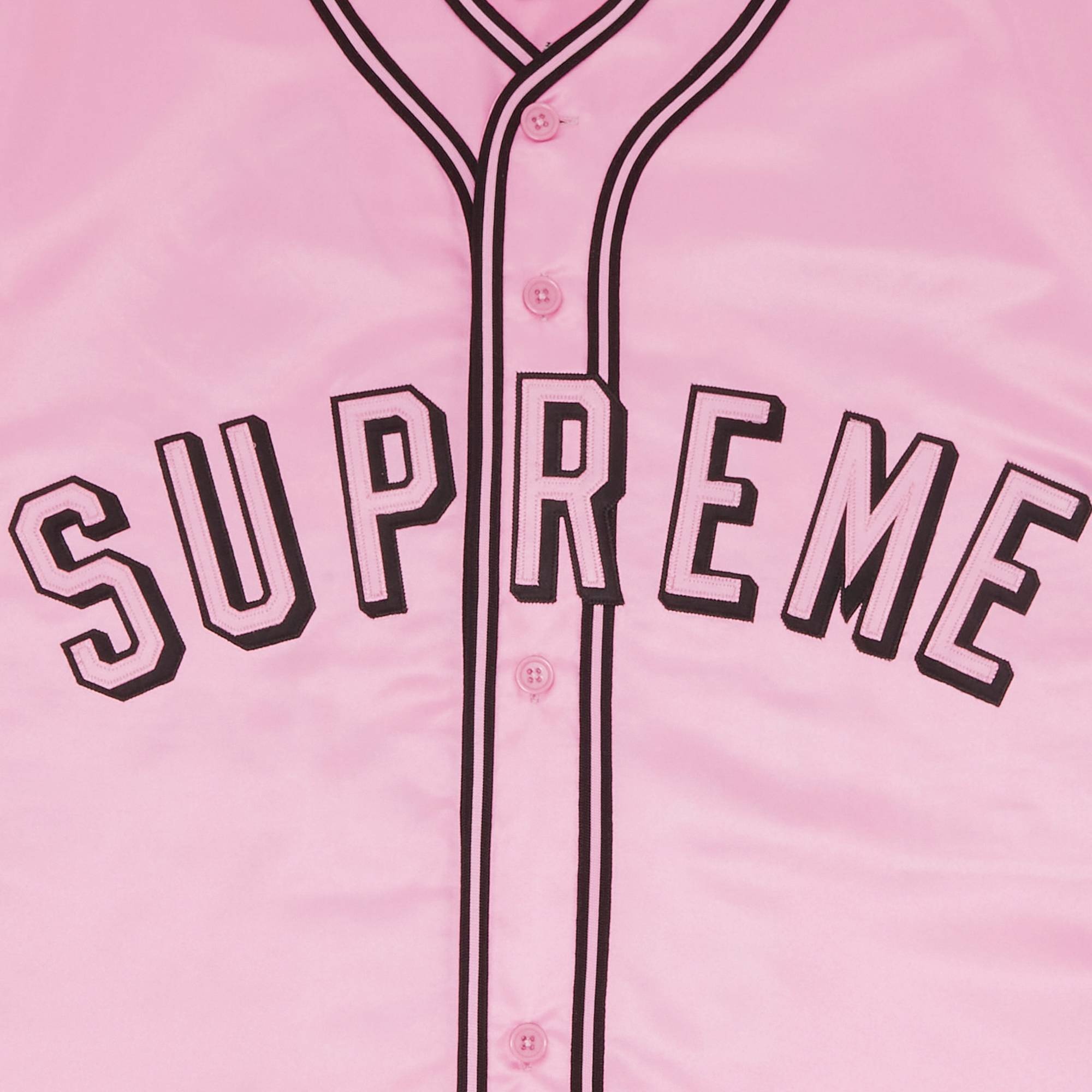 Supreme x Mitchell & Ness Satin Baseball Jersey 'Pink' - 3