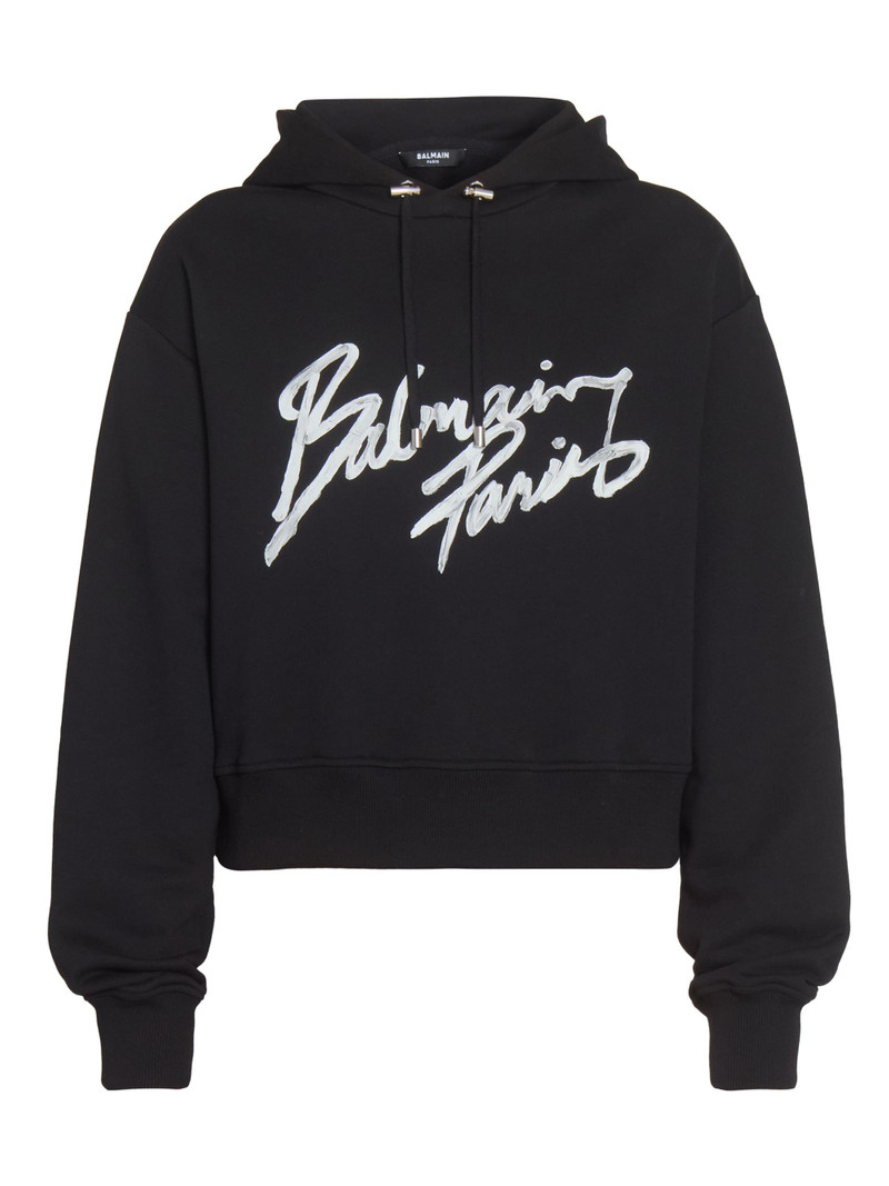 Women's Logo Cotton Hoodie - Noir Blanc 1