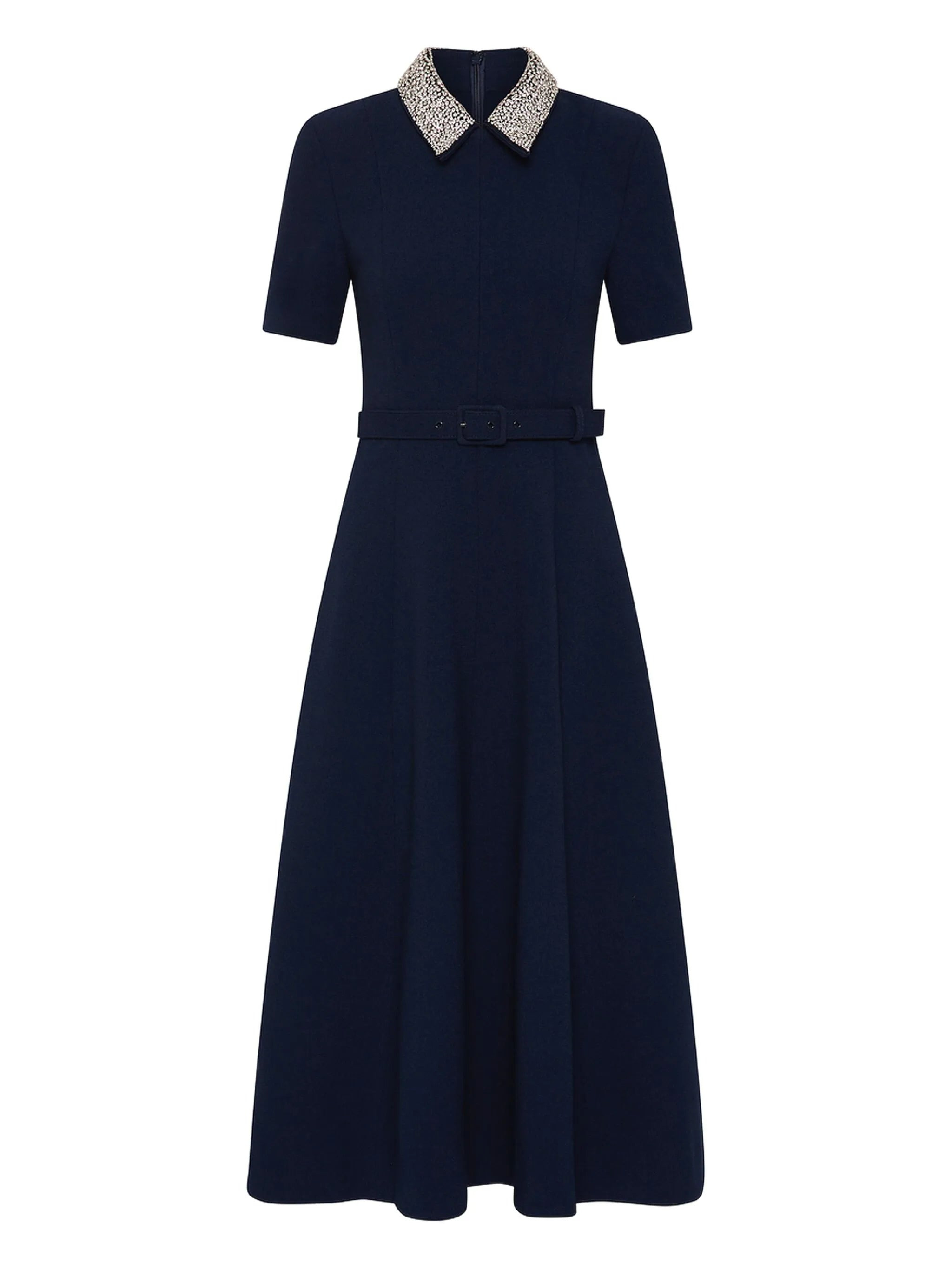 Rebecca Vallance Embellished-collar Belted Dress - 1