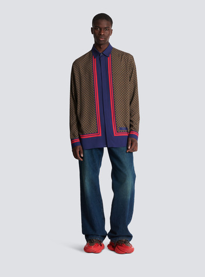 Balmain Long-sleeved shirt with mini monogram scarf print outlook