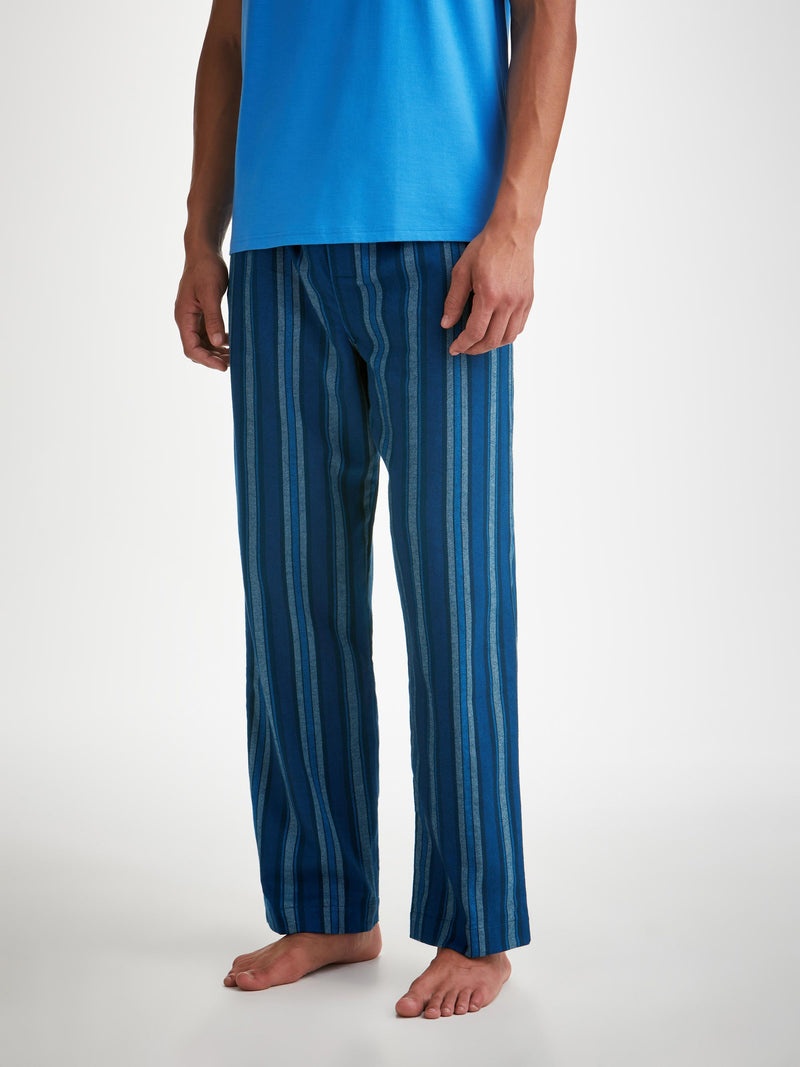 Men's Lounge Trousers Kelburn 38 Brushed Cotton Blue - 3