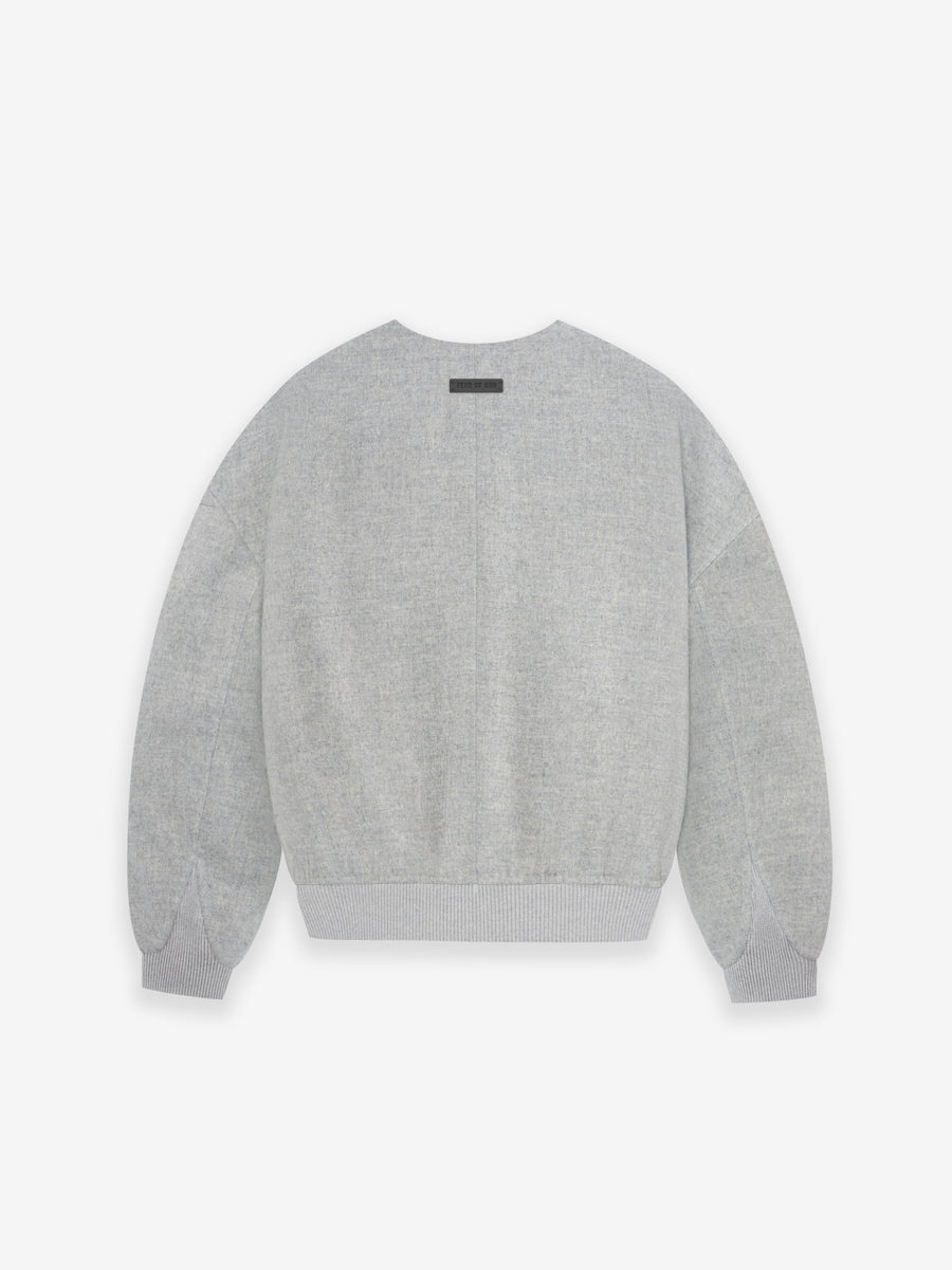 Double-Faced Wool Cashmere Collarless Bomber - 2