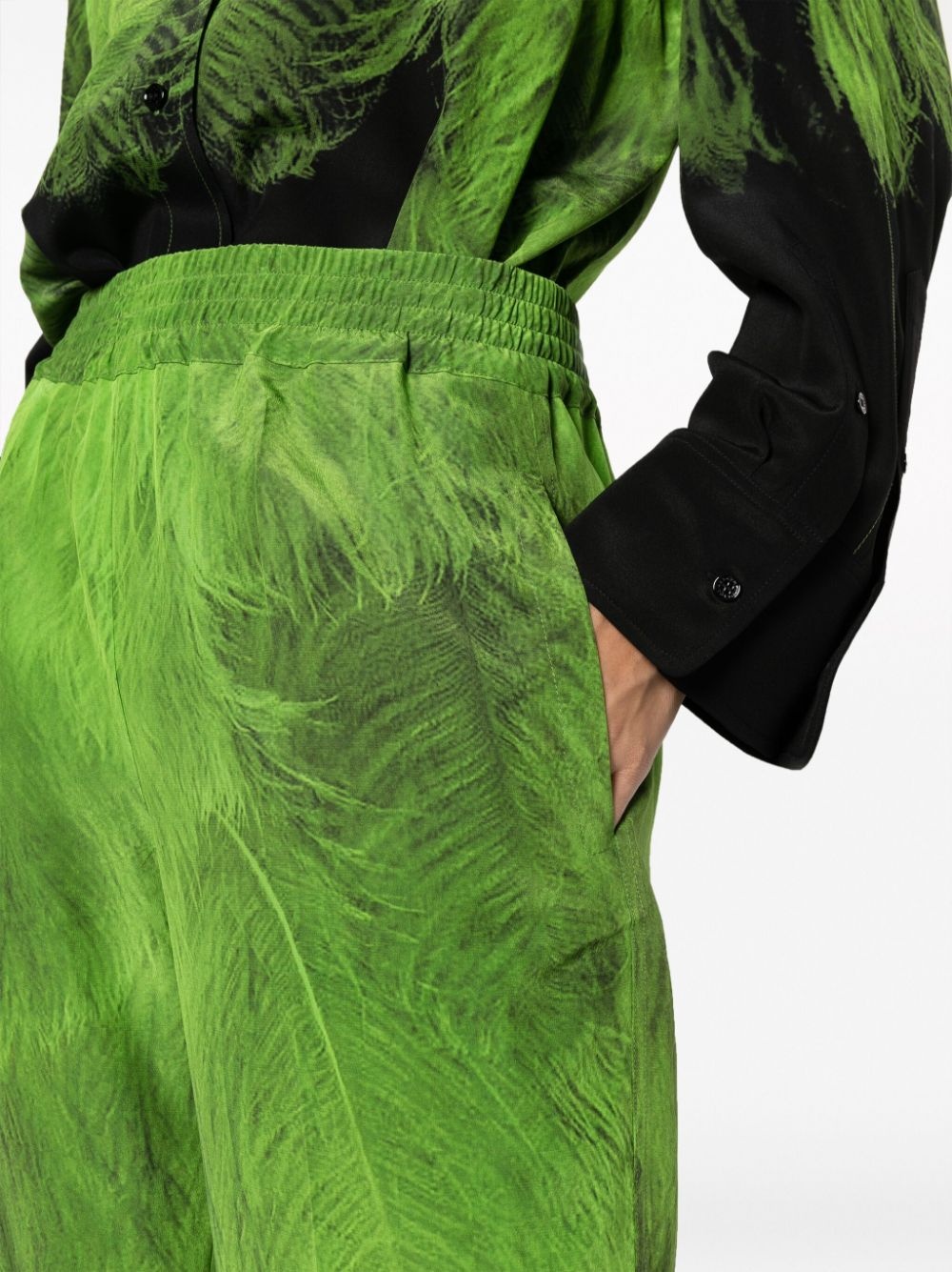 feather-print silk trousers - 5