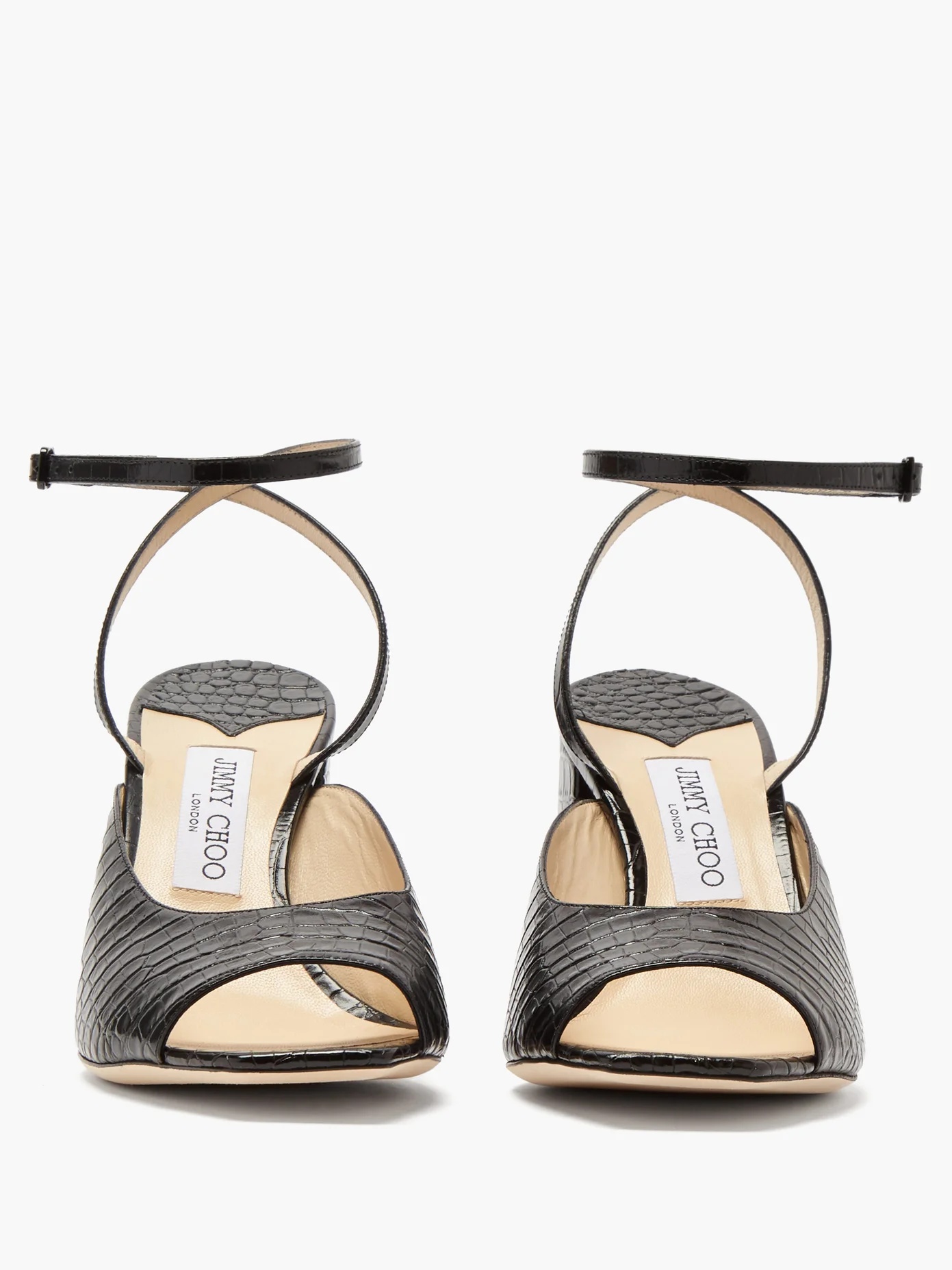 Jassidy peep-toe crocodile-effect leather sandals - 4