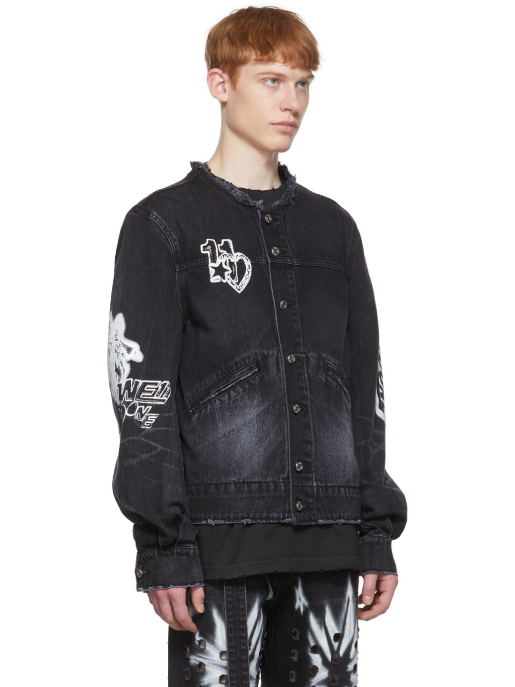 Black Faded Denim Jacket - 2