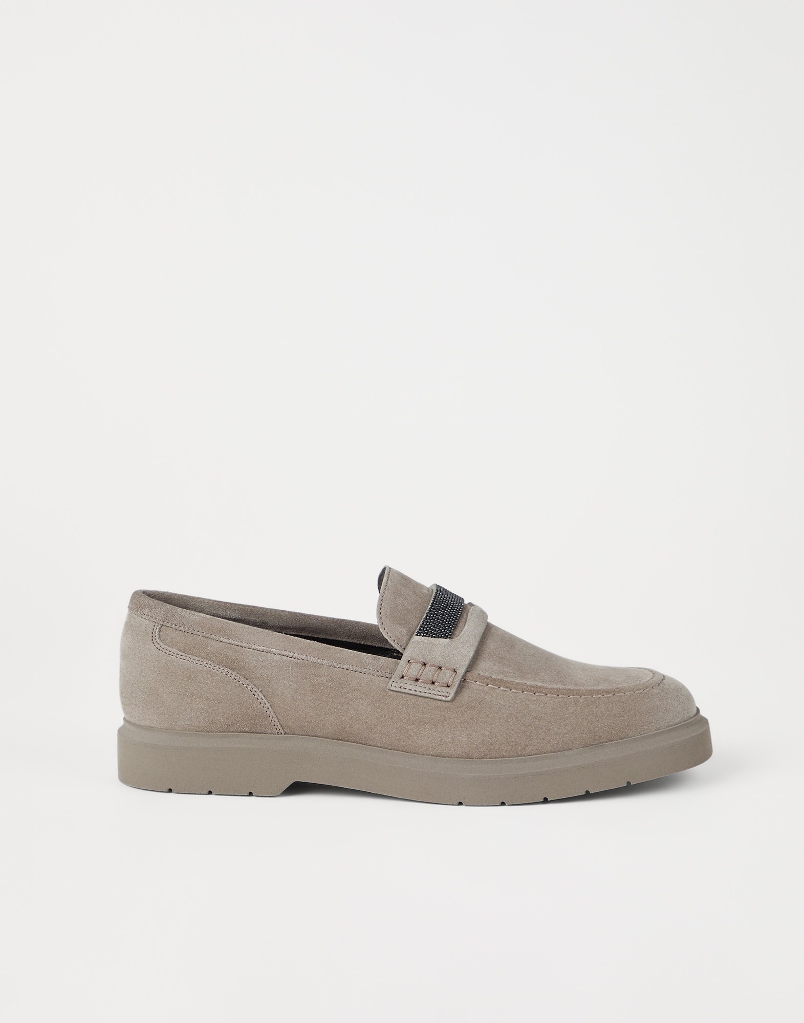 Suede penny loafer with monili - 5