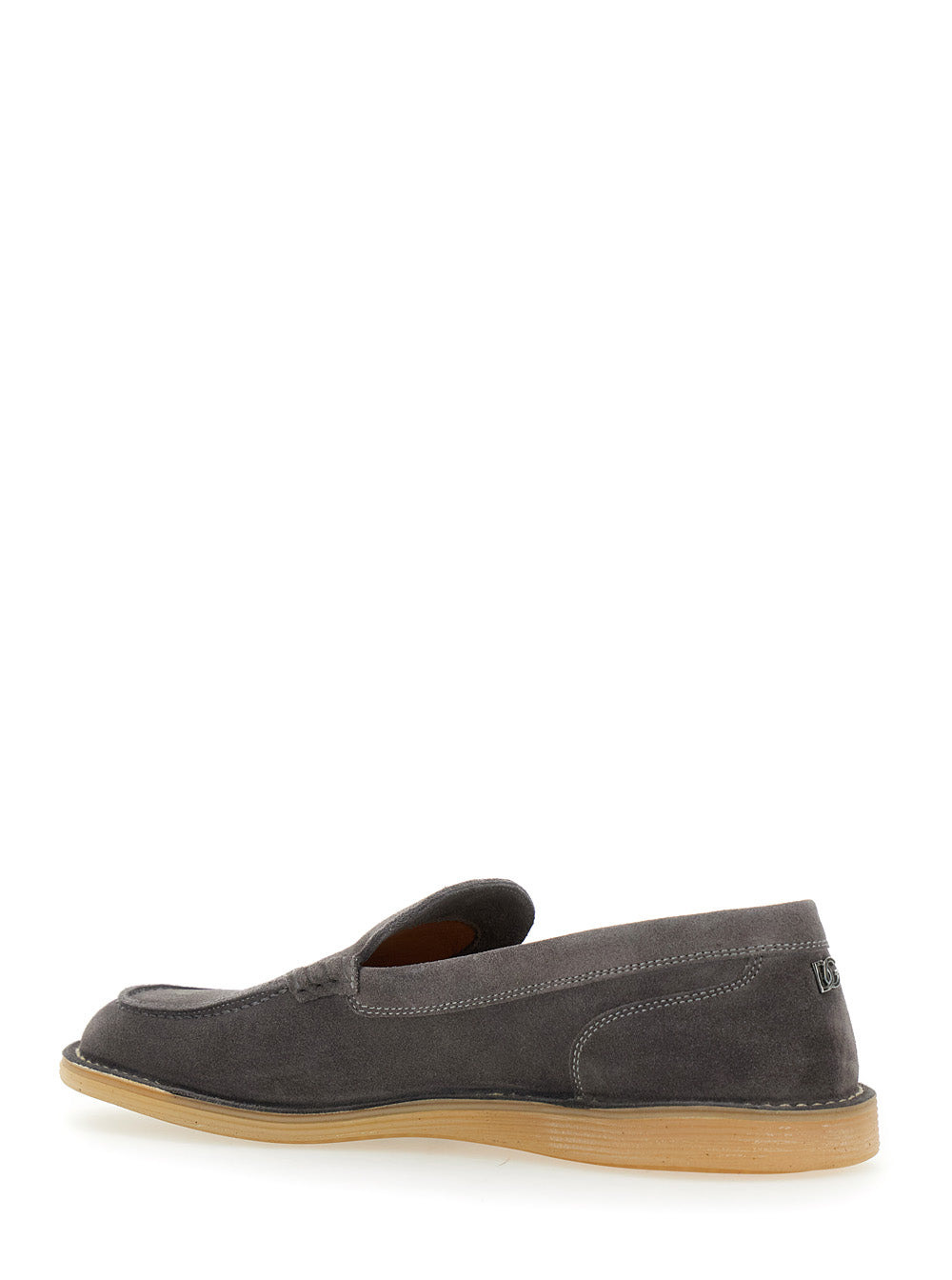Dolce & Gabbana Men 'New Florio Ideal' Grey Loafers With Dg Detail In Suede Man - 3