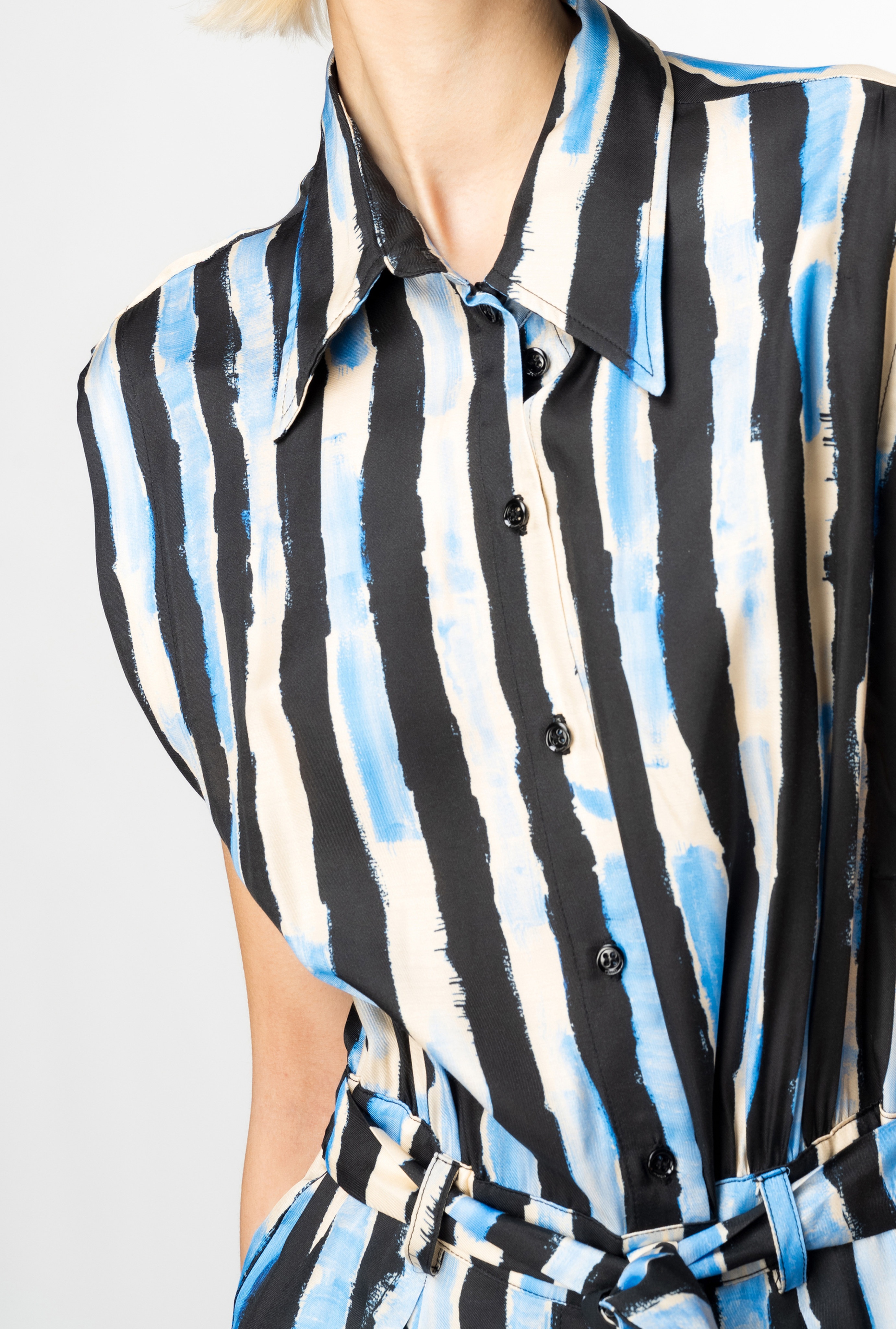 SHORT JUMPSUIT WITH PAINTED-STRIPE PRINT - 6