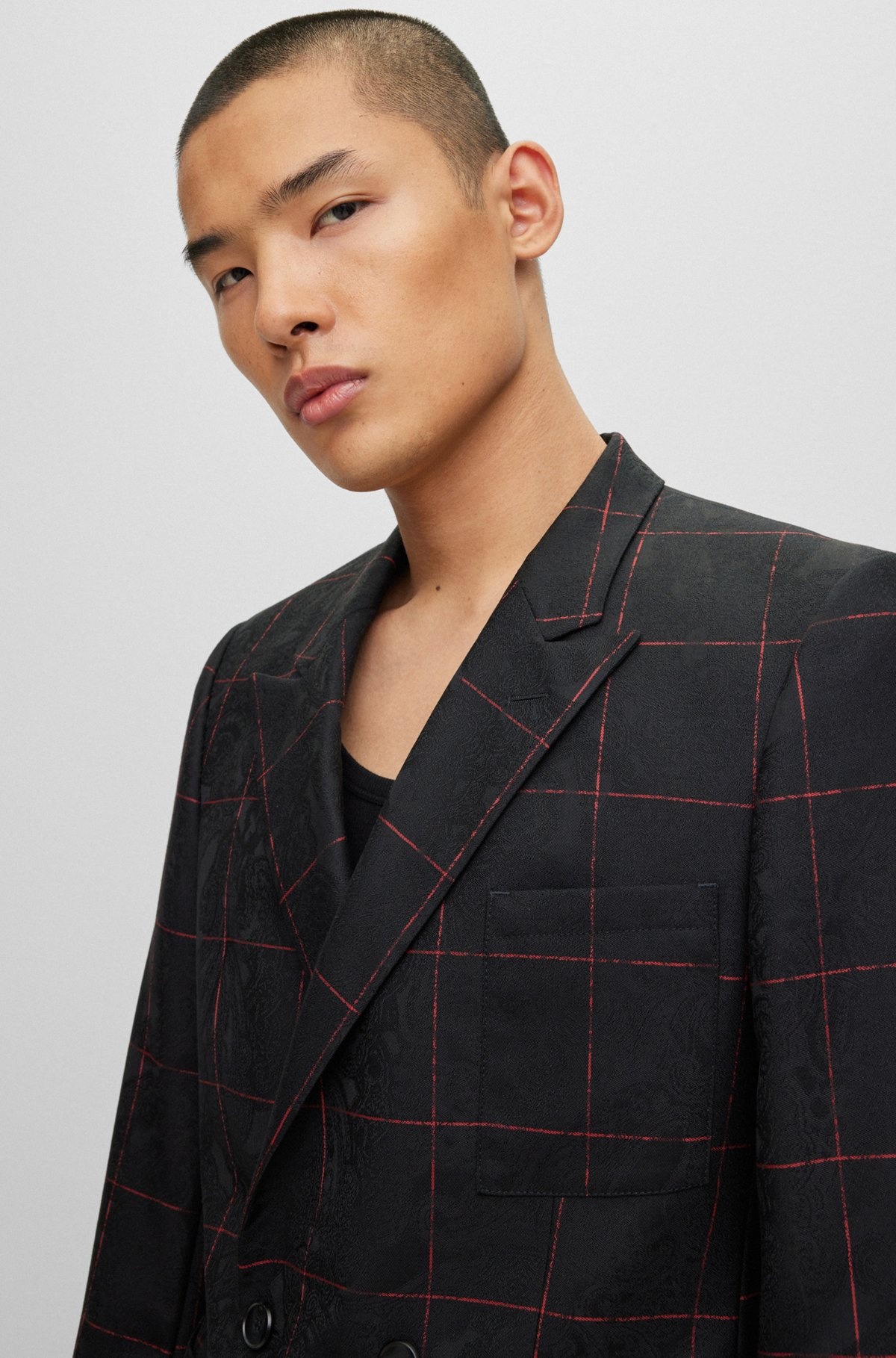SLIM-FIT JACKET IN CHECKED VIRGIN WOOL - 5