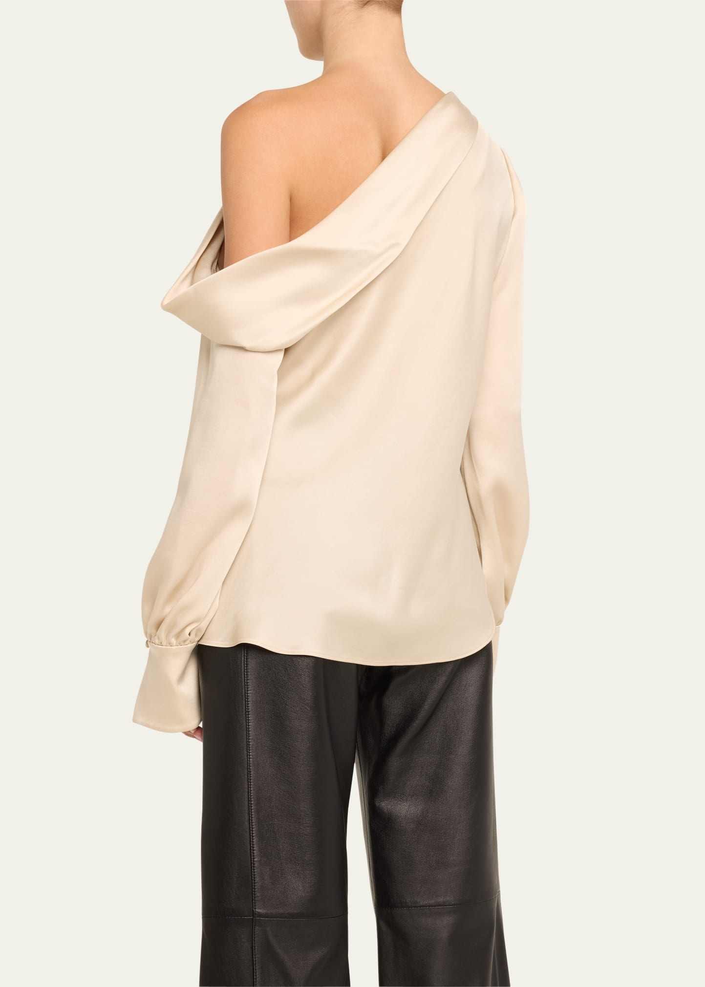 Alice Draped Satin One-Shoulder Top - 3