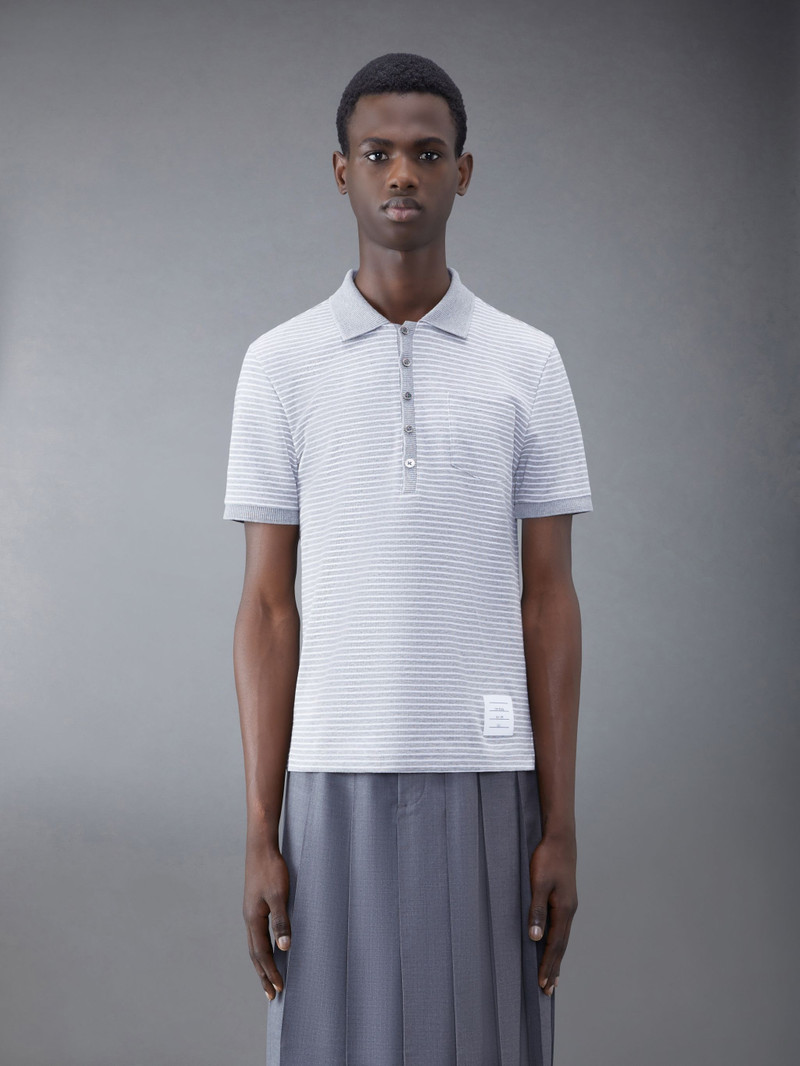 Pinstripe Micro Waffle Pocket Polo 1