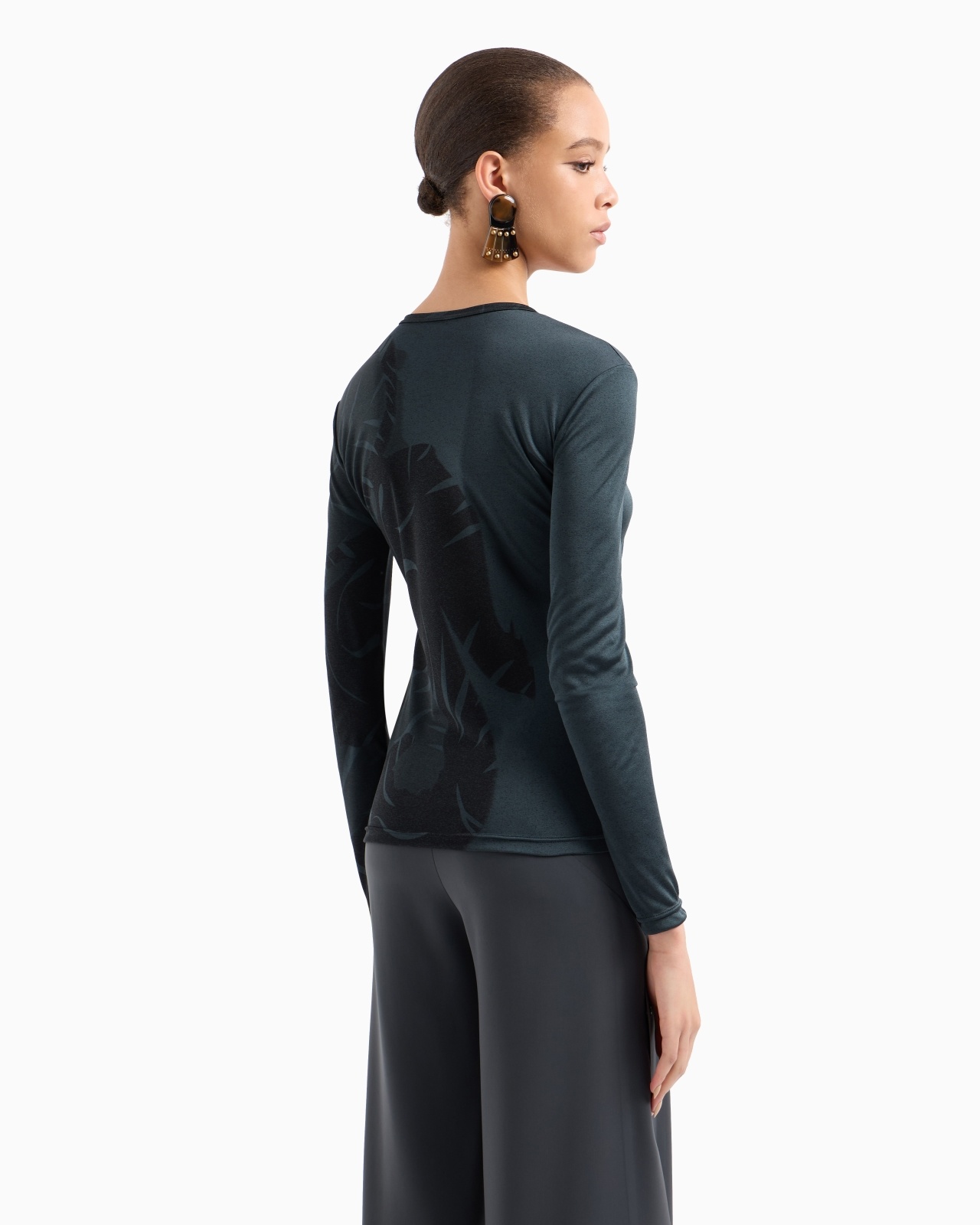 PRINTED SILK INTERLOCK LONG-SLEEVED JUMPER - 3