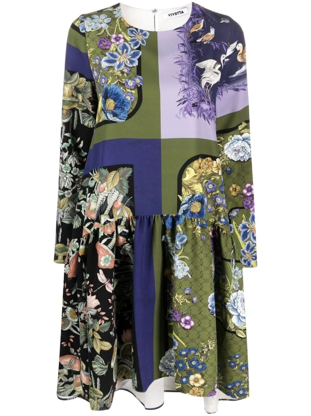 graphic-print tiered-skirt dress - 1
