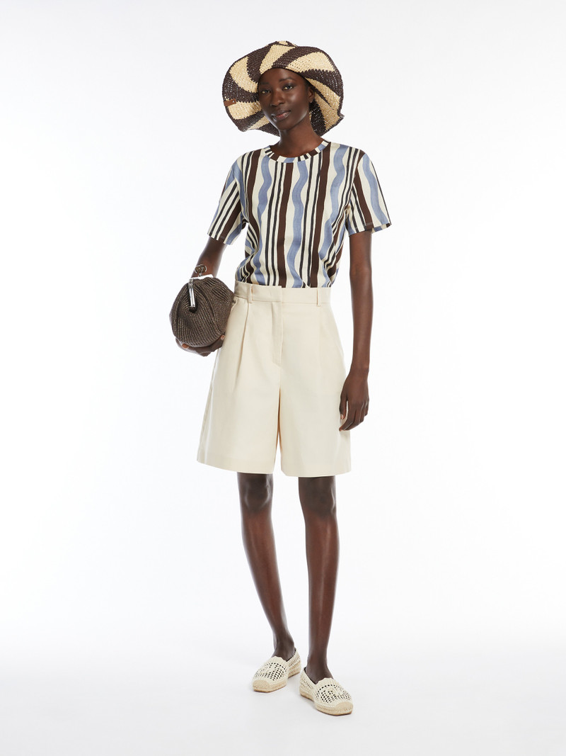 WEEKEND Max Mara ECUBA Cotton and linen flared Bermuda shorts outlook