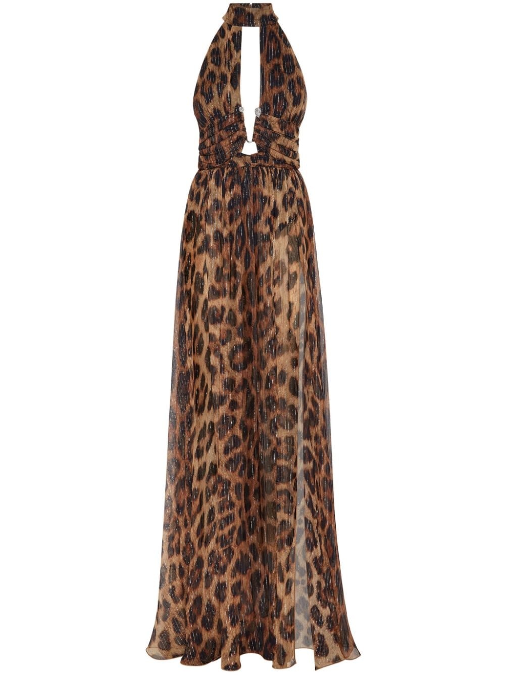 leopard-print long dress - 1