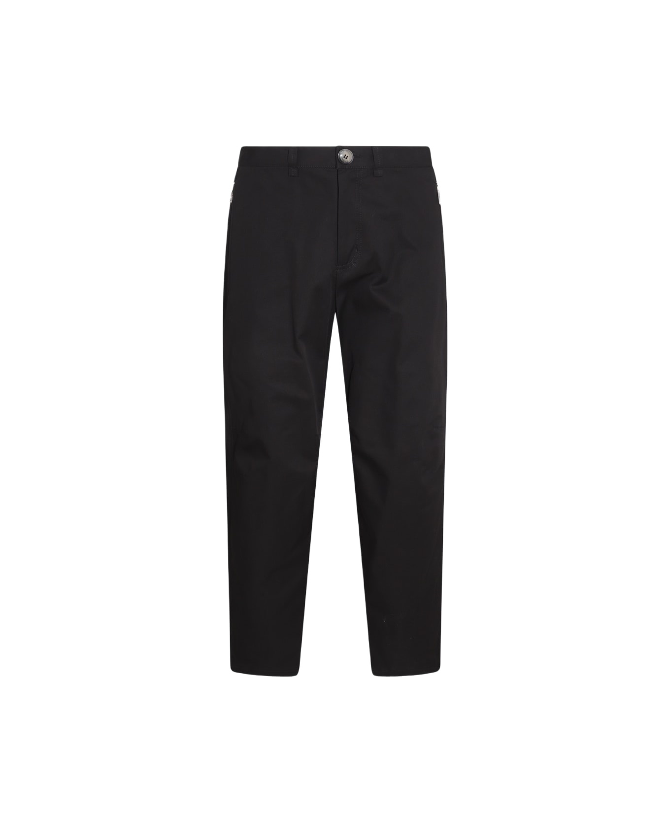 Black Cotton And Wool Blend Pants - 1