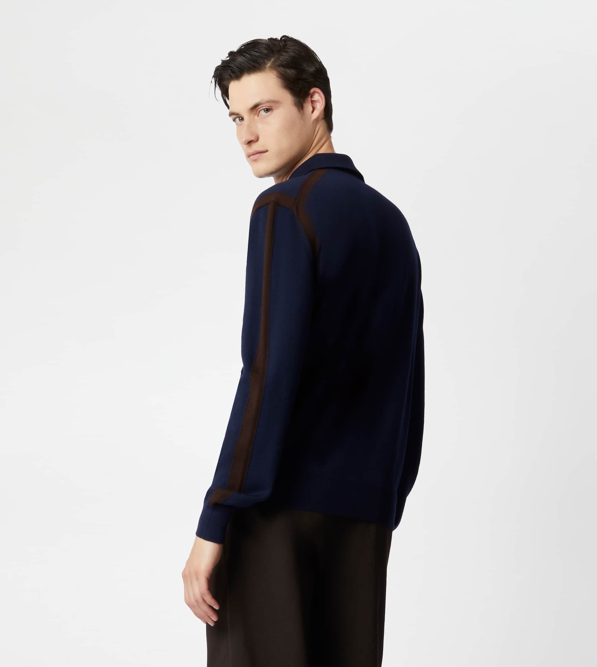 POLO SHIRT IN WOOL - BLUE, BROWN - 7