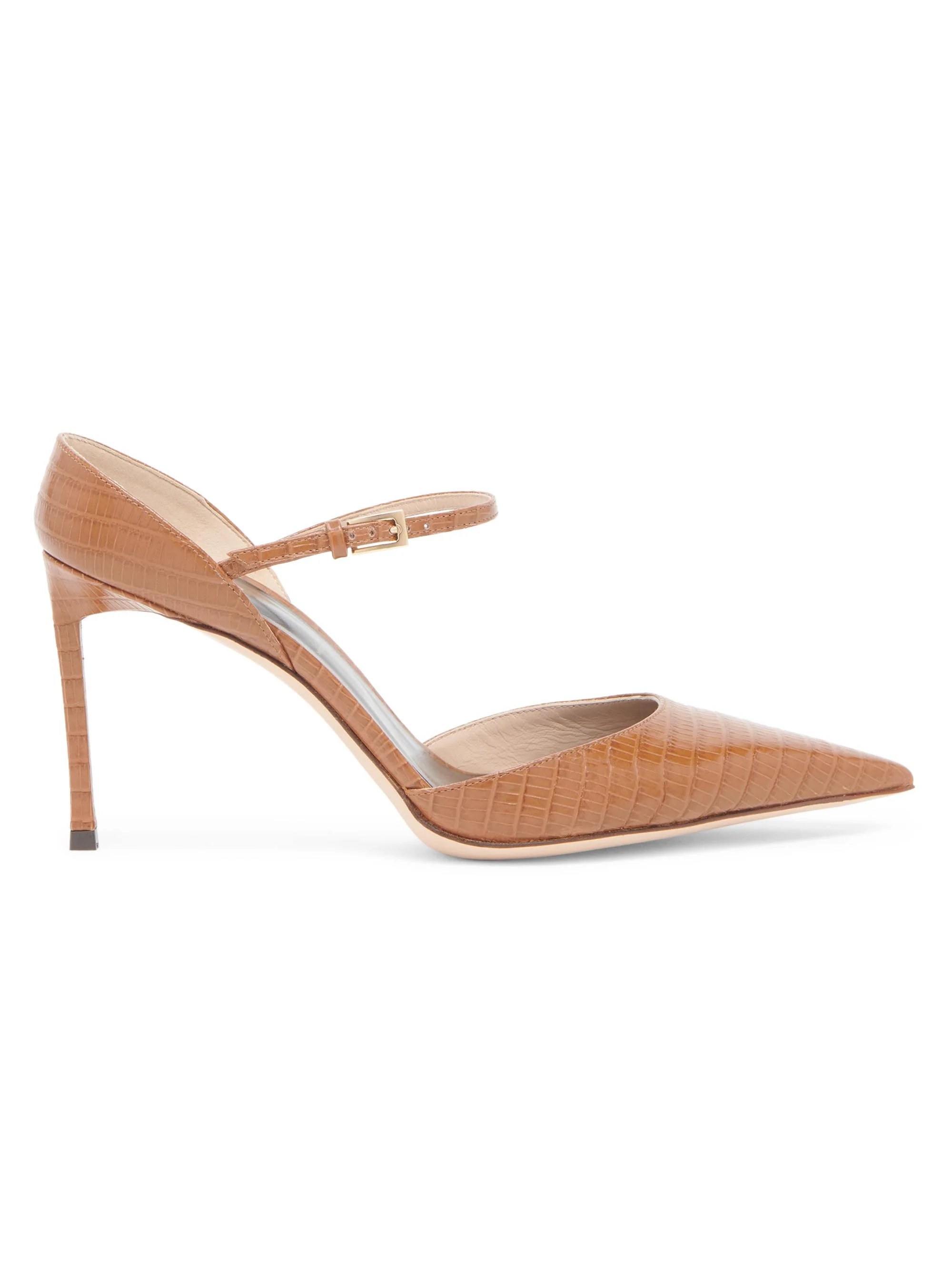 Women's Tejus 85MM Croc-Embossed Leather Mary Jane Pumps - Toffee - 1