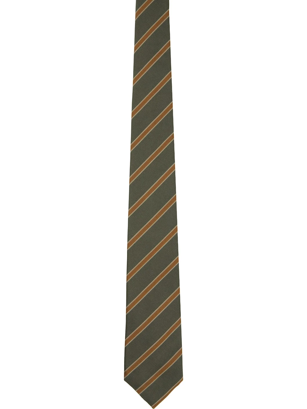 Green & Yellow Silk Stripe Tie - 1