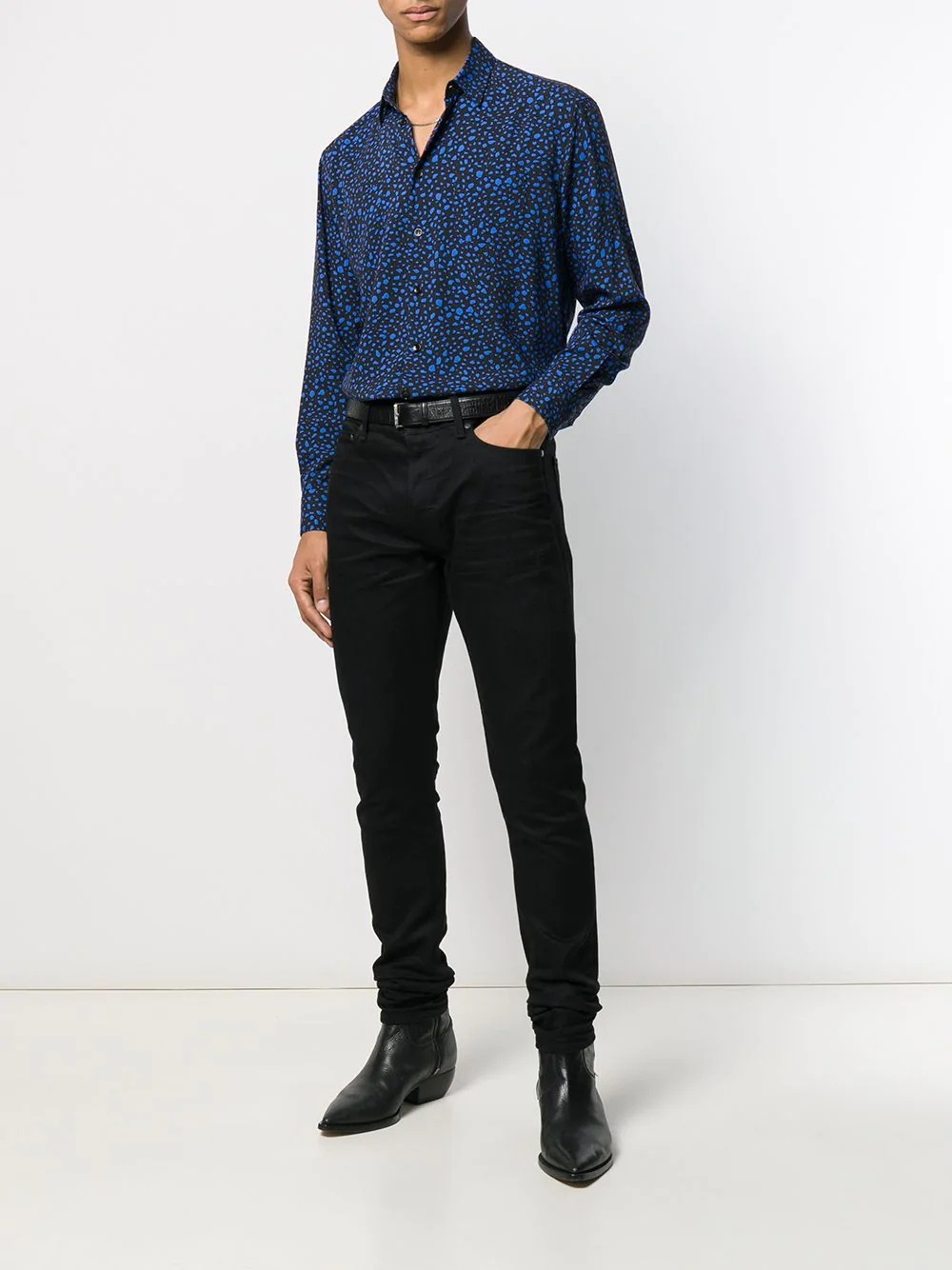 cropped speckle print shirt - 2