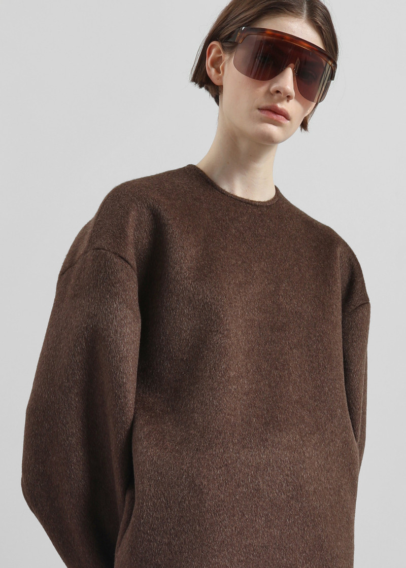 Delancey Long Sleeve Wool Top - Brown Melange 4
