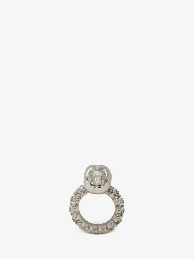 Jewelled Skull Ring in Silver 3