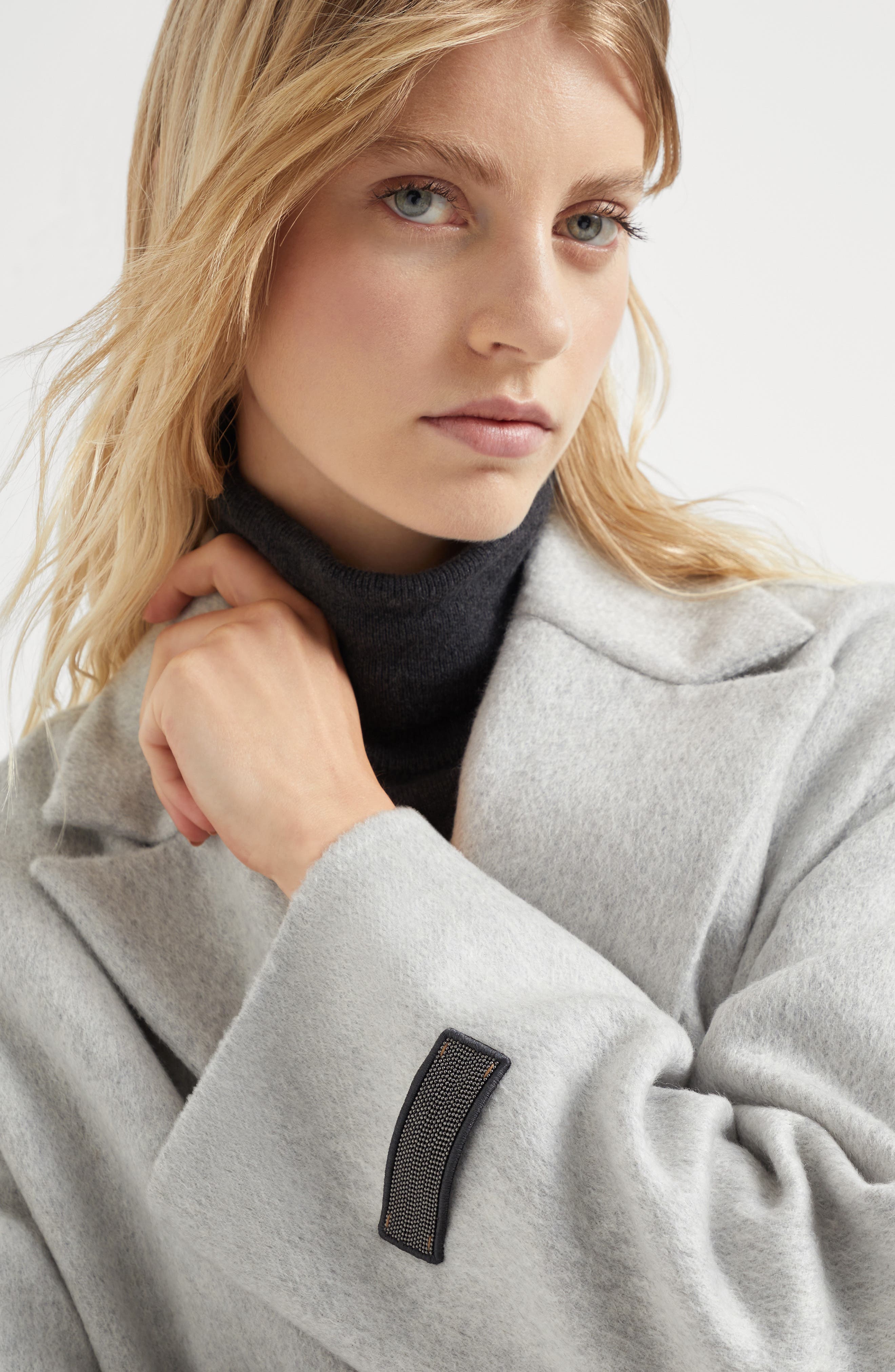 Brunello Cucinelli Hand-finished Caban jacket in Light Grey at Nordstrom - 4
