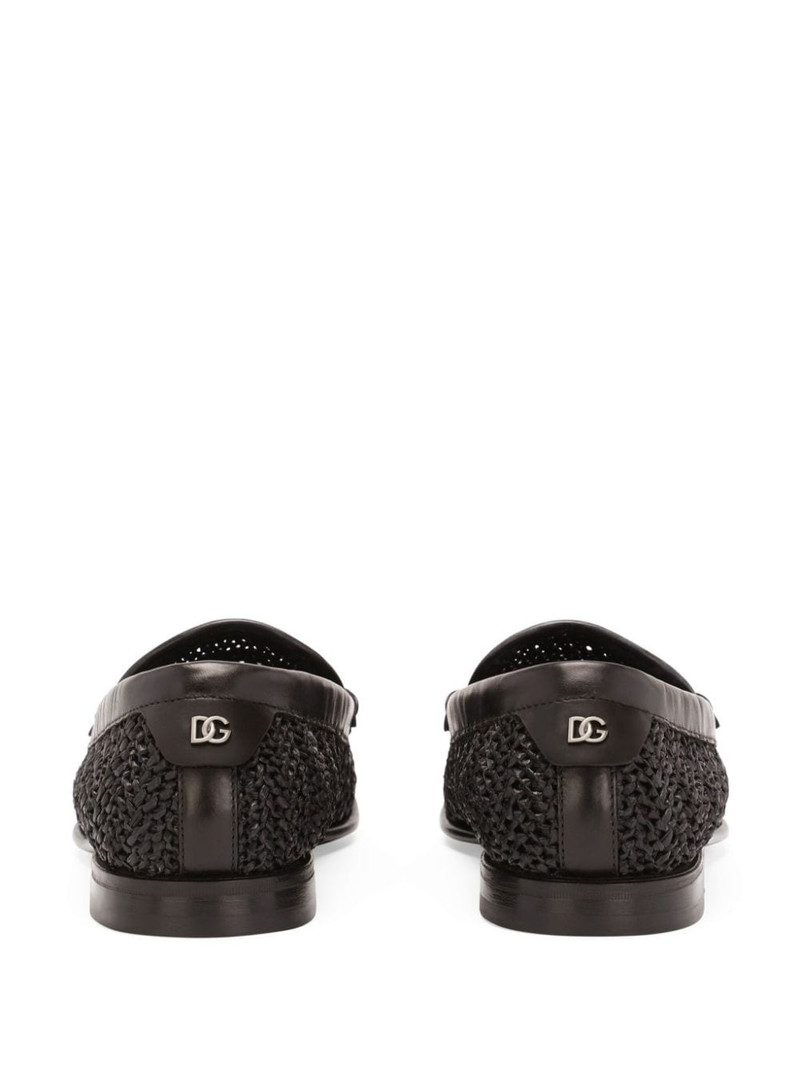 interwoven raffia penny loafers 3