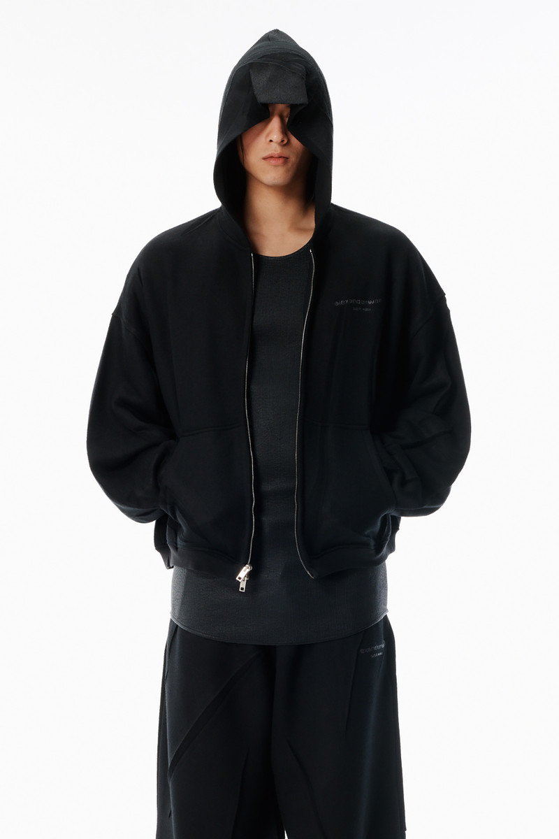 Black Creased Terry Hoodie 2