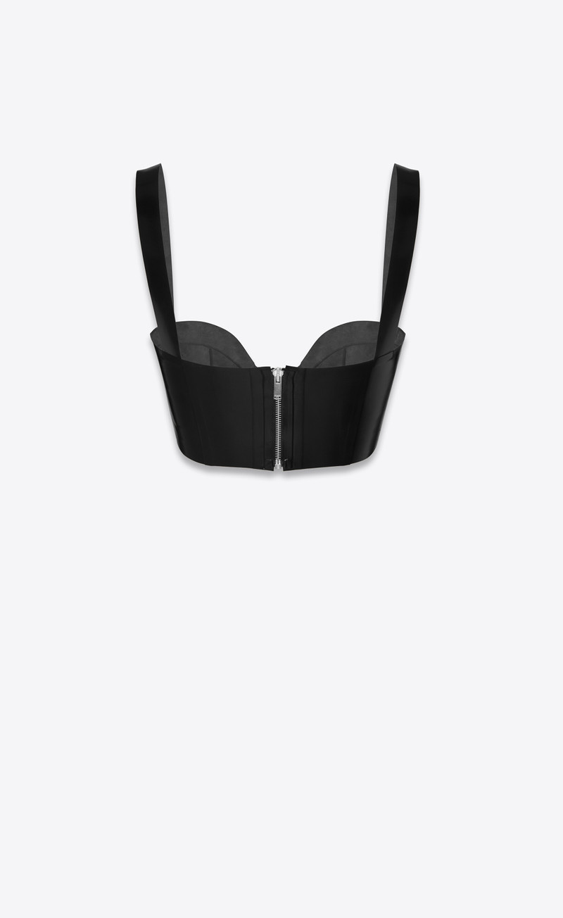 SAINT LAURENT bustier crop top in latex outlook