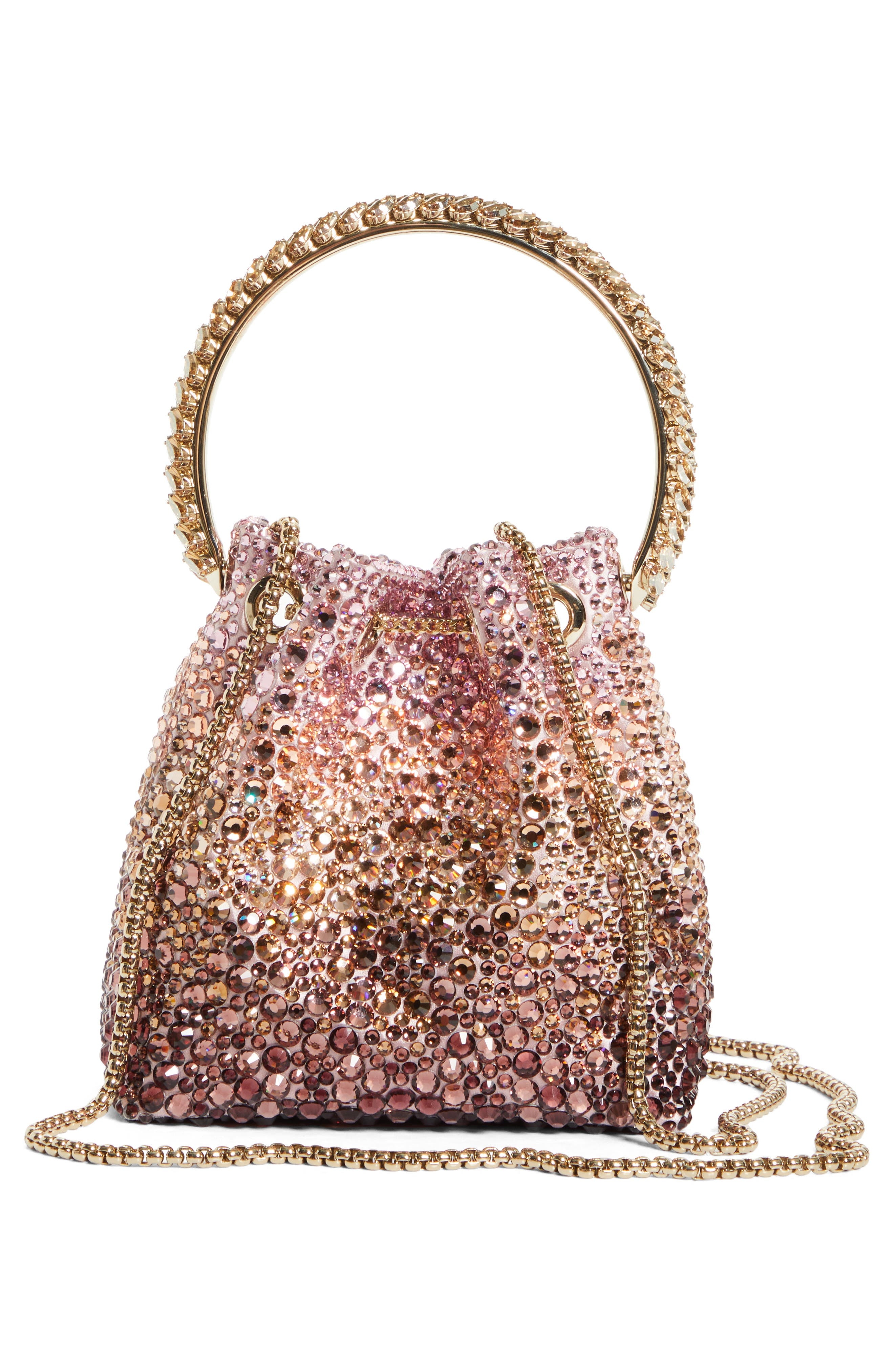Jimmy Choo Bon Bon Crystal Embellished Pouch in Silky Blush Mix/Light Gold at Nordstrom - 4