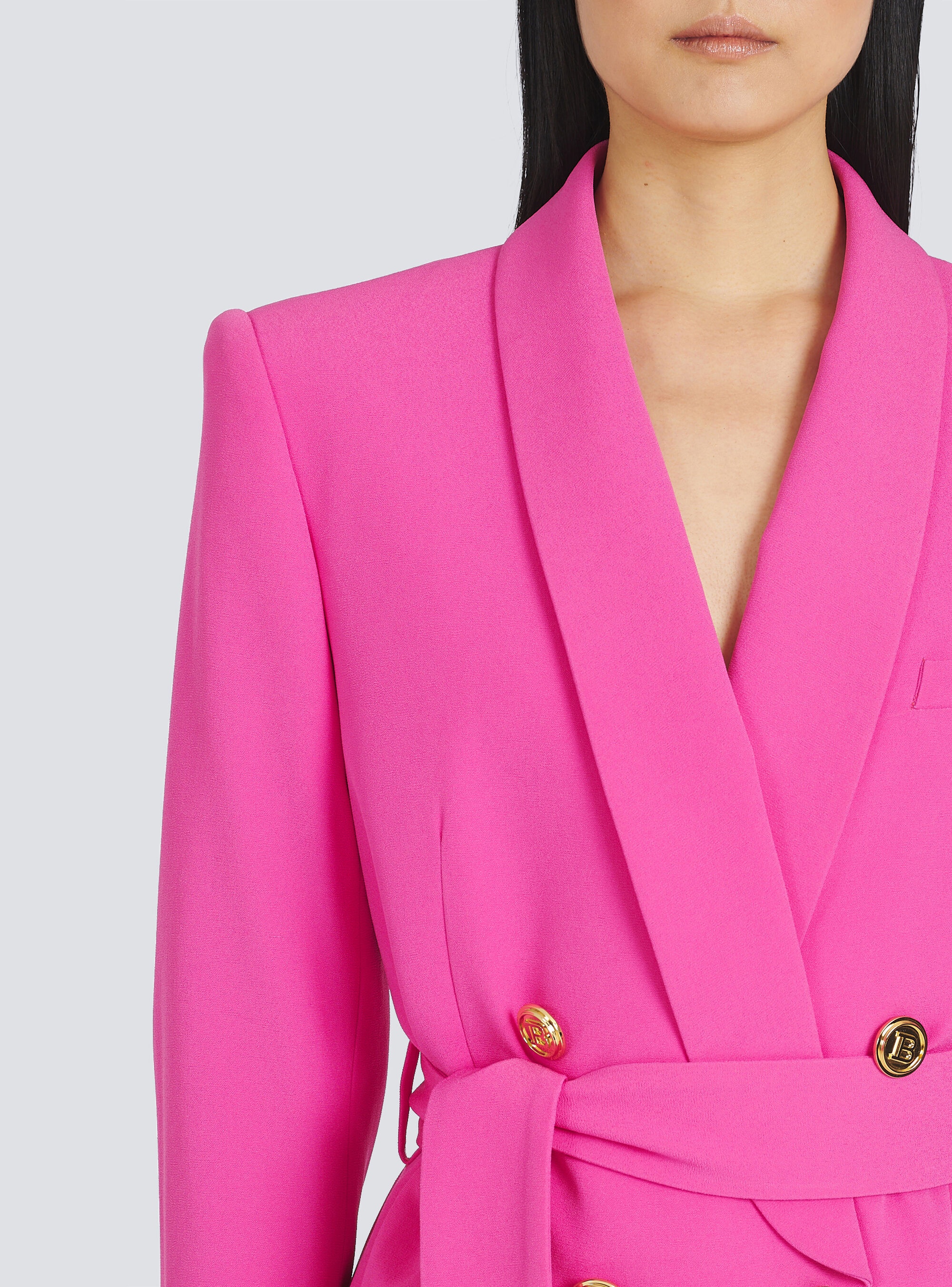Double-breasted fuchsia eco-designed blazer - 7