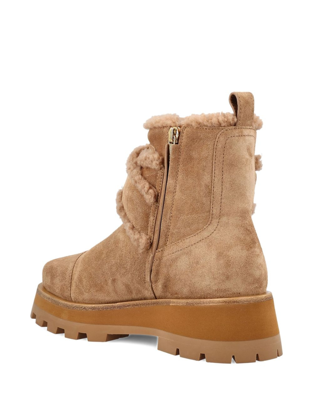 shearling-trimmed platform boots - 4