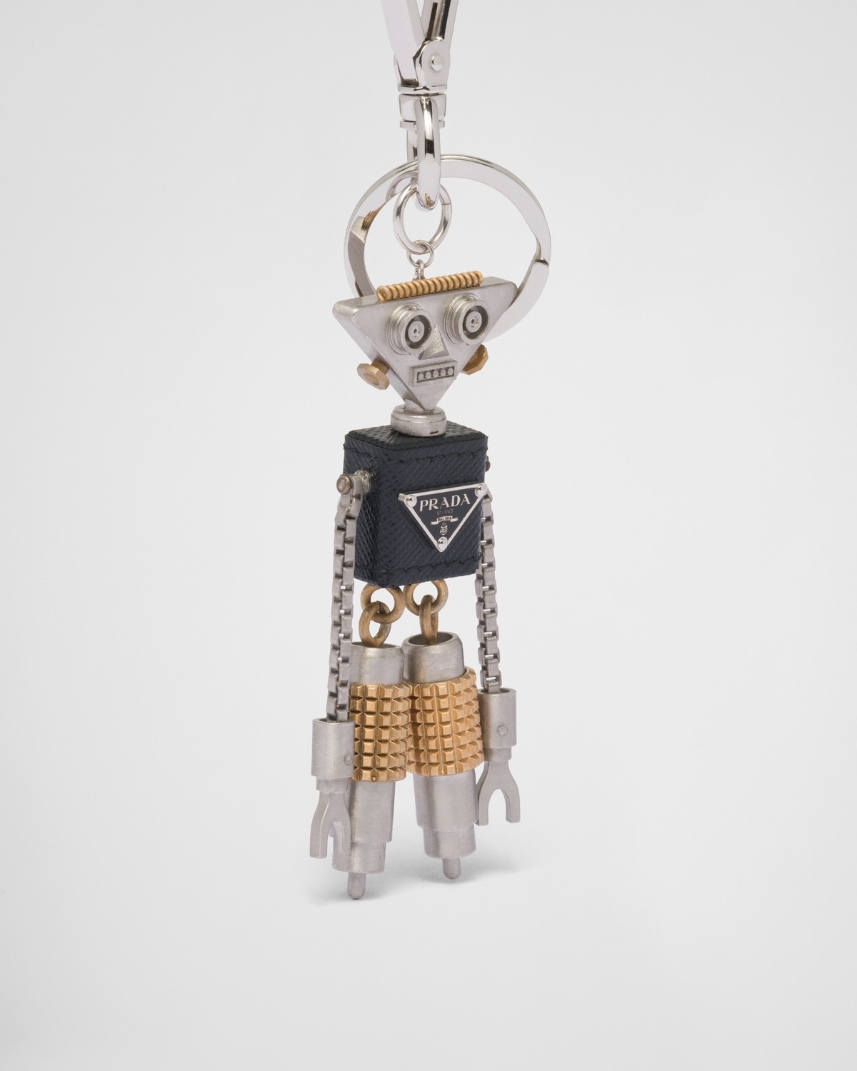 Saffiano leather robot trick keychain - 2