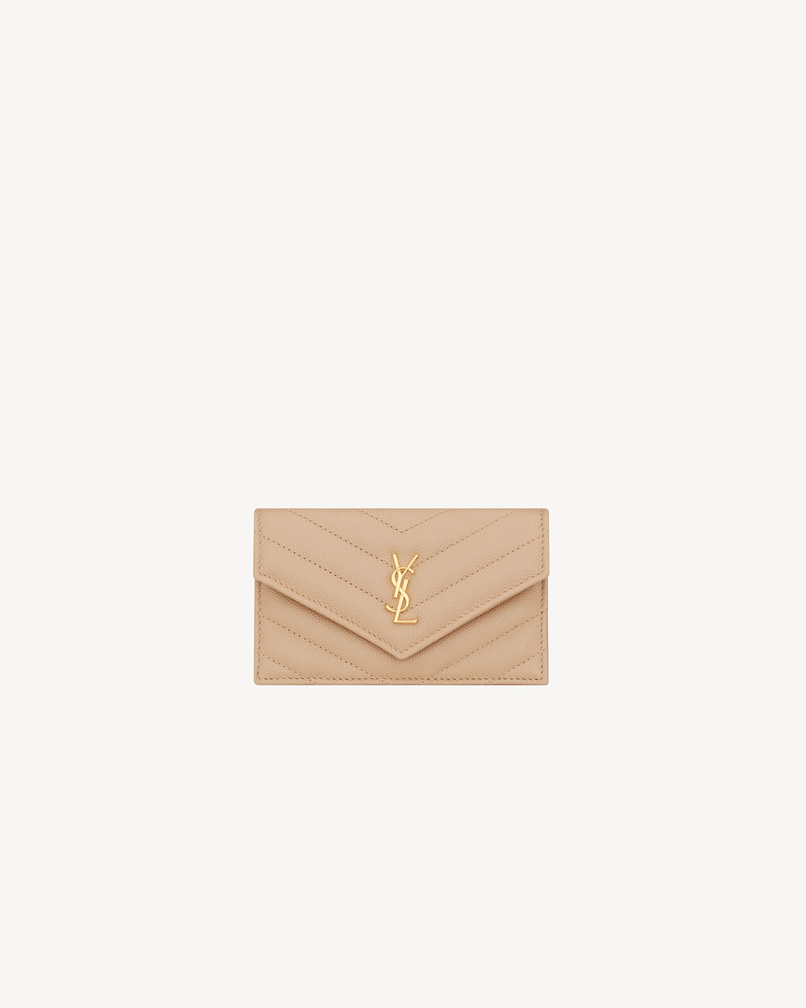 CASSANDRE MATELASSÉ FRAGMENTS FLAP CARD CASE IN GRAIN DE POUDRE LEATHER - 1