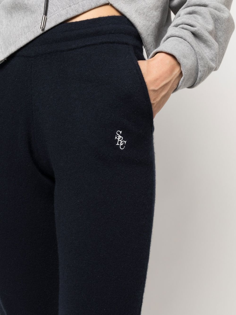 embroidered-logo cashmere track pants - 5