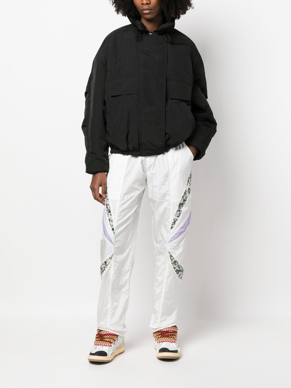 contrast-panel drawstring trousers - 2