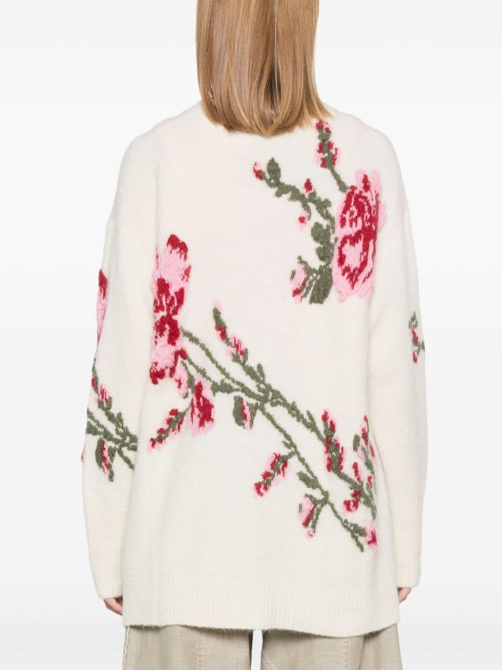 roses-jacquard cardigan - 4