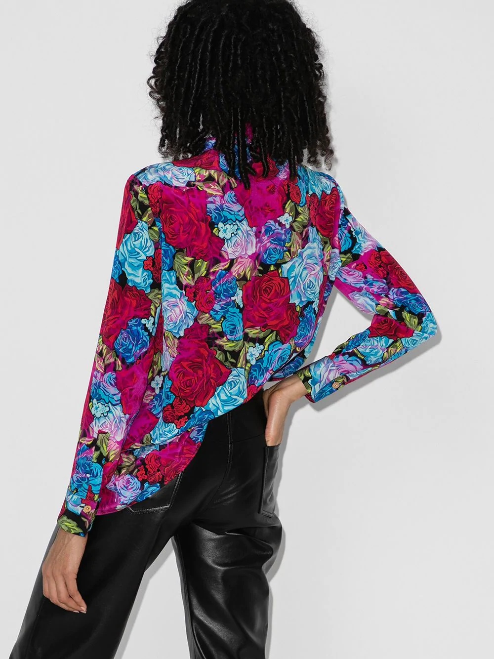 floral-print silk shirt - 3