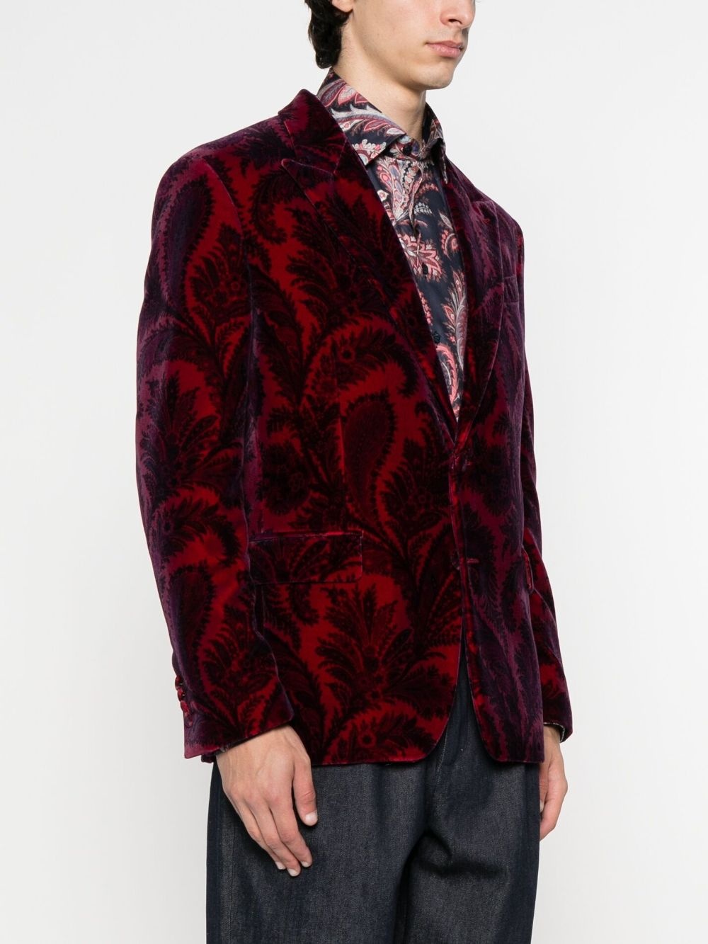 paisley velvet blazer - 3